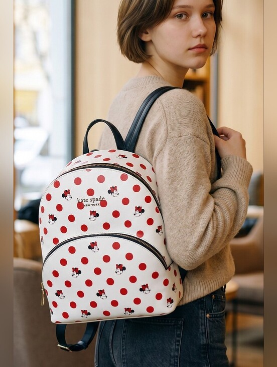 NWOT Disney Parks Kate Spade ♠️ Minnie Mouse Polka Dot White Backpack main image 6